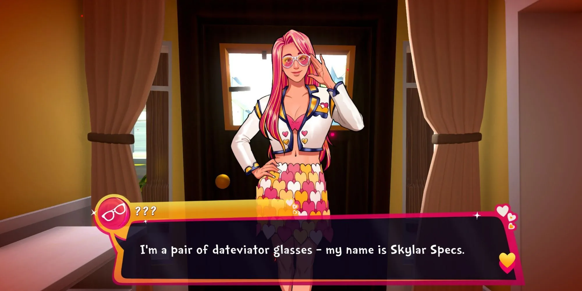 ảnh chụp màn hình game Date Everything giới thiệu nhân vật Skyler