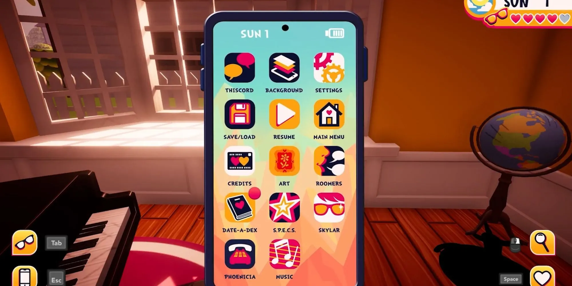 ảnh chụp màn hình game Date Everything hiển thị hai nhân vật Dateable có thiết kế độc đáo