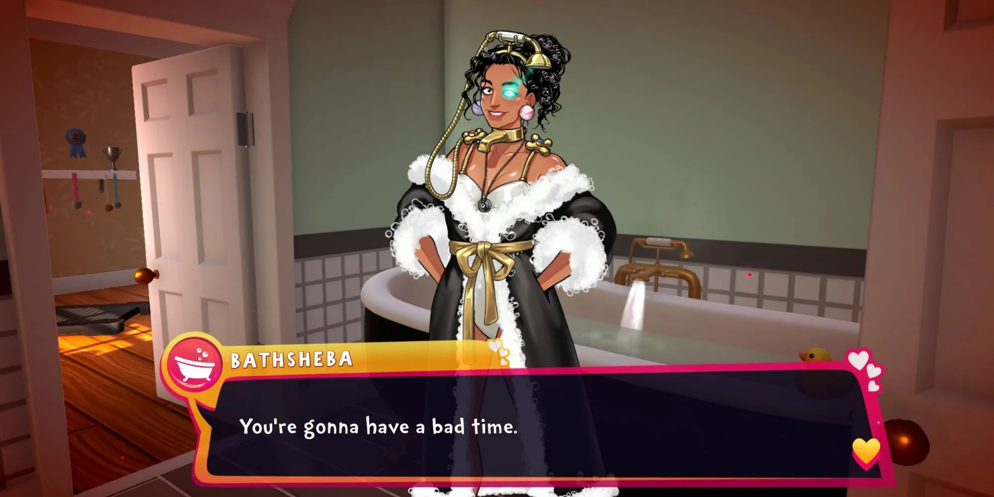 ảnh chụp màn hình game Date Everything hiển thị một cảnh đối thoại với nhân vật