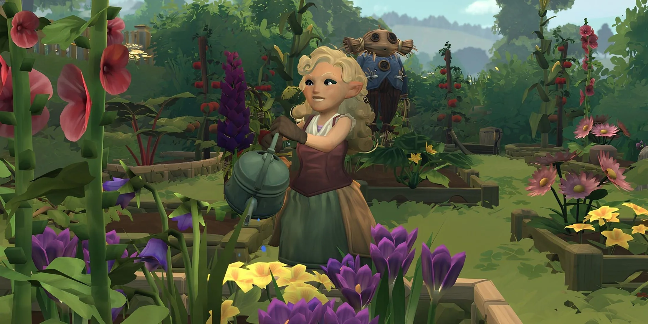 Gameplay Tales of the Shire mô tả cảnh Hobbit đang làm vườn trong trang trại