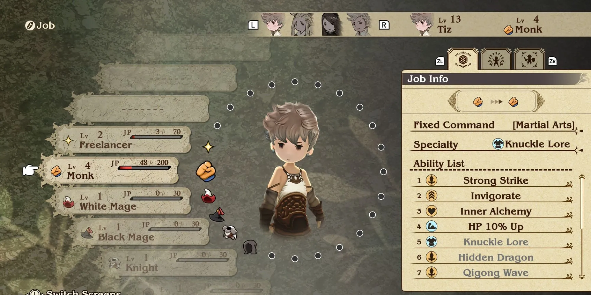 Giao diện các loại Job trong Bravely Default HD Remaster