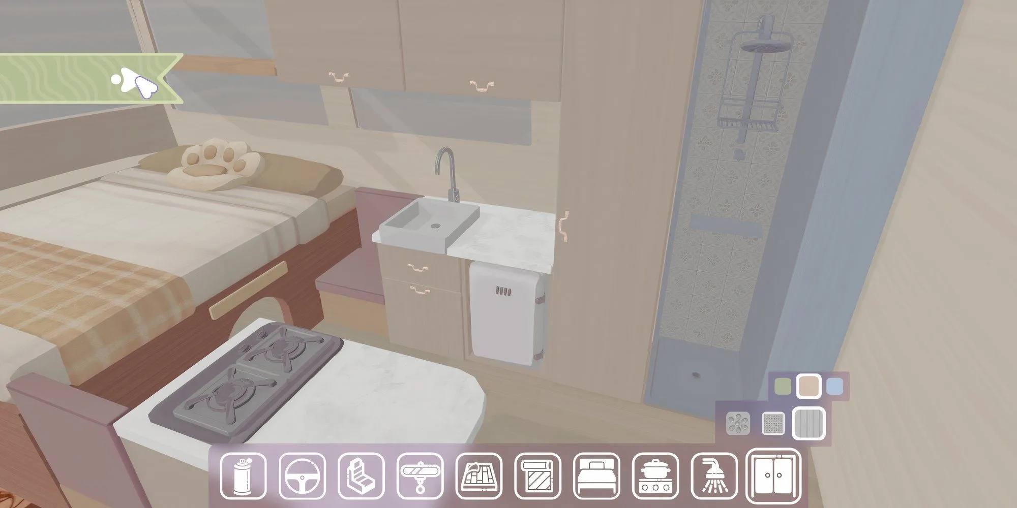 Kết quả sắp xếp nội thất xe cắm trại trong game mô phỏng Camper Van Make it Home