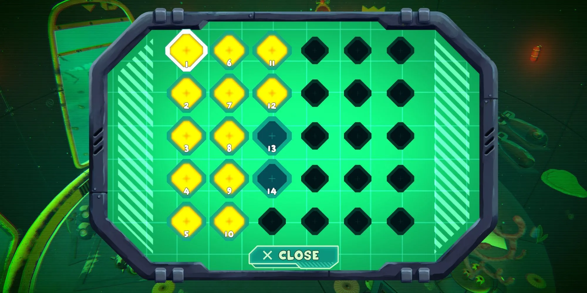 Màn hình chọn cấp độ (level select) của game Power Sink