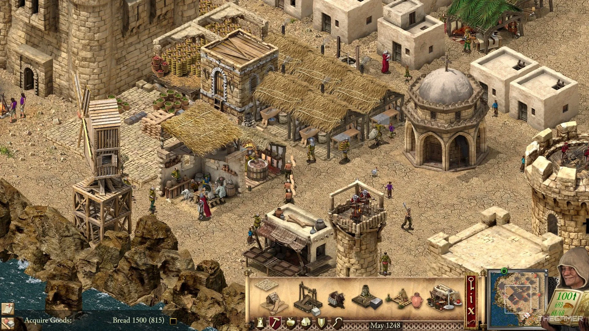 Một nhóm lớn các lò bánh mì đang sản xuất bánh mì trong Stronghold Crusader Definitive Edition.