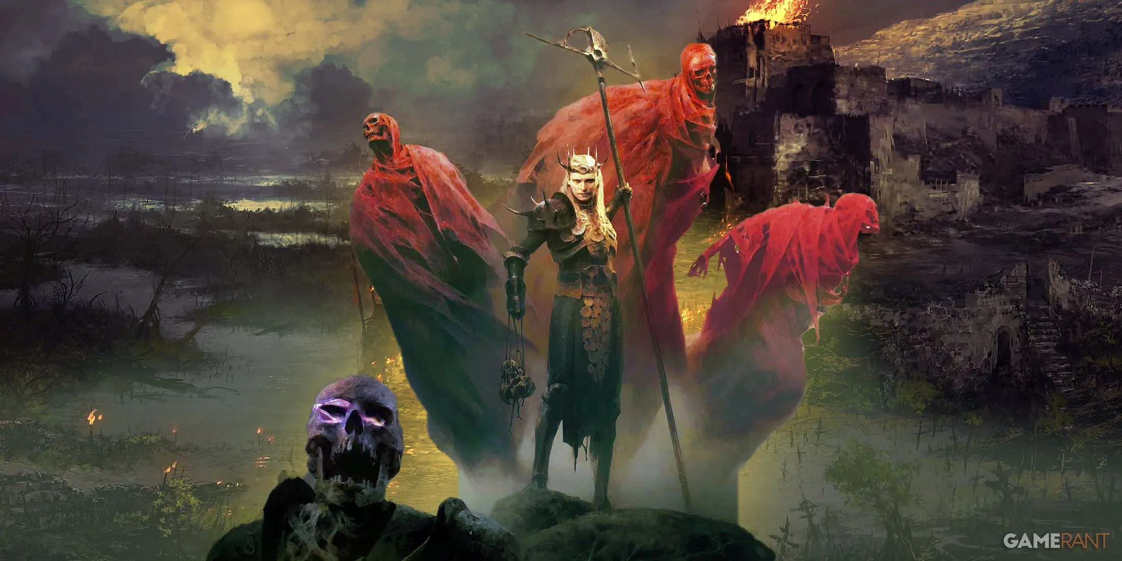 Người chơi Necromancer trong Diablo 4 Season 9 cùng đội quân Minion tại Hawezar, thể hiện sức mạnh của class Necromancer trong mùa giải mới.