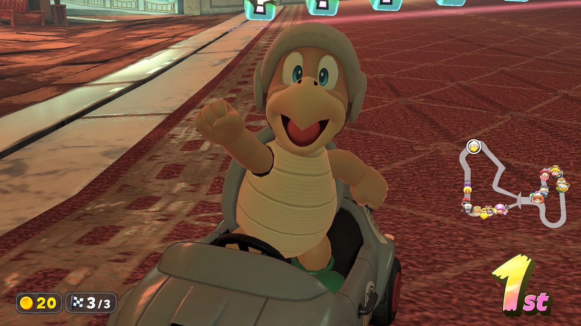 Nhân vật Hammer Bro đua xe trong Mario Kart World