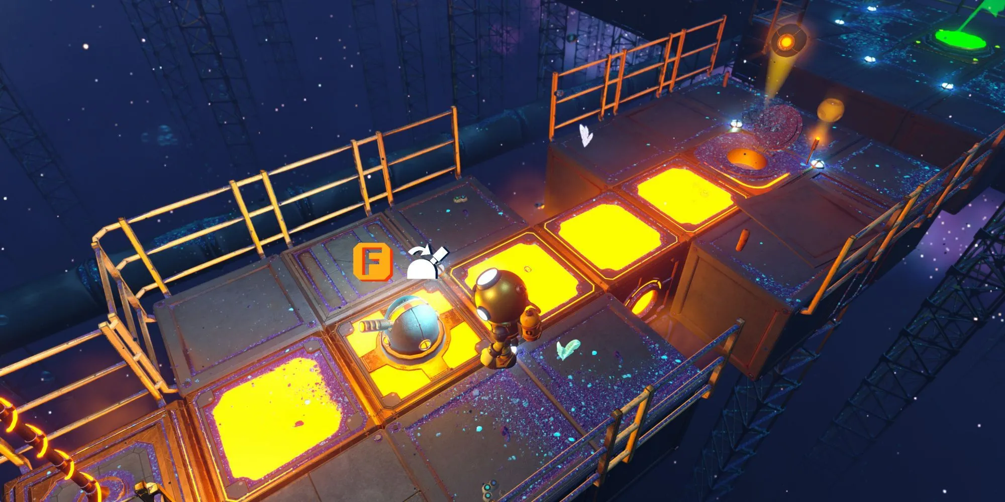 Nhân vật người thợ lặn kích hoạt công tắc trong game giải đố Power Sink