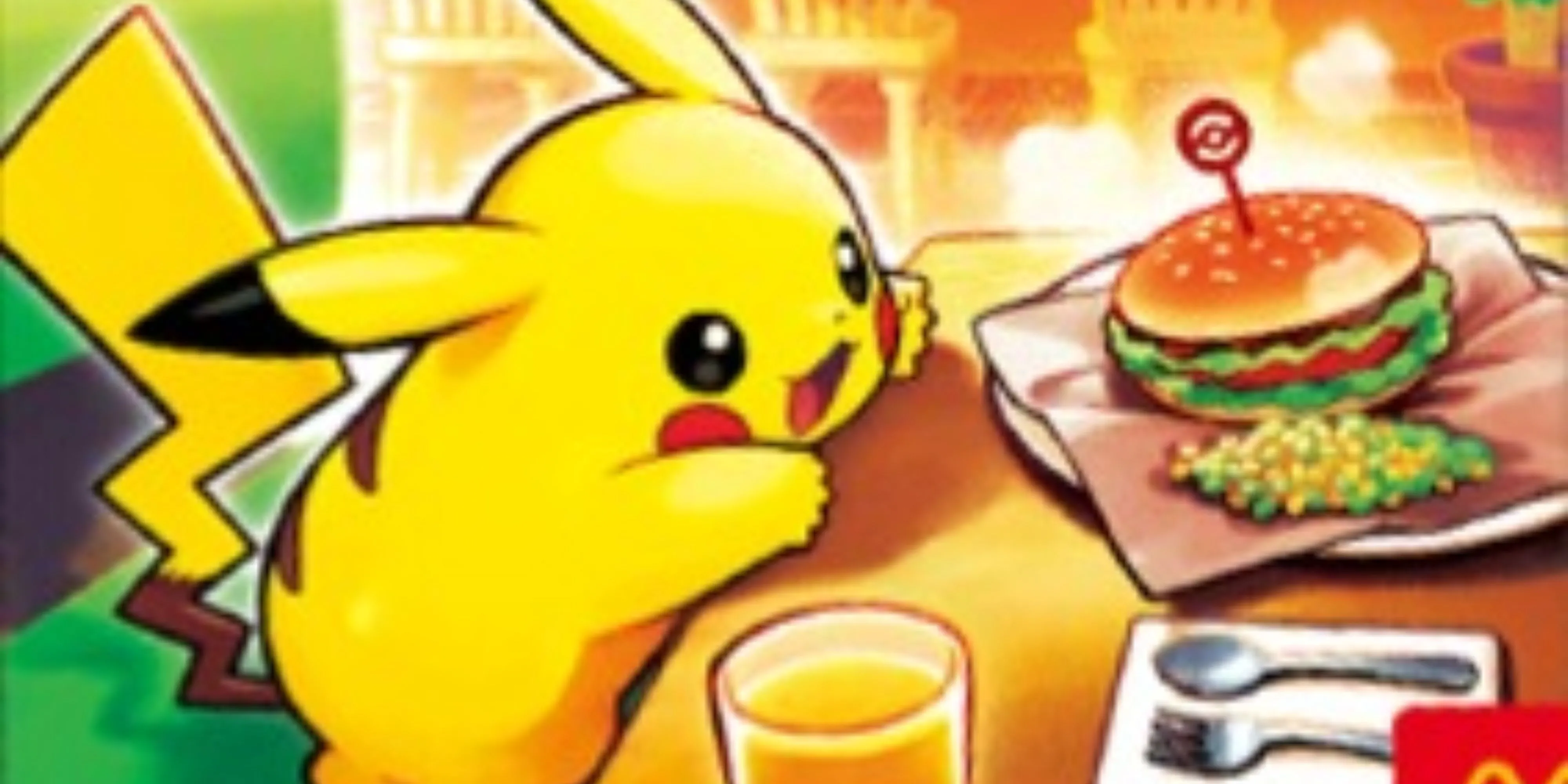 Pikachu đang với lấy burger trong hình ảnh quảng cáo Pokemon McDonald's