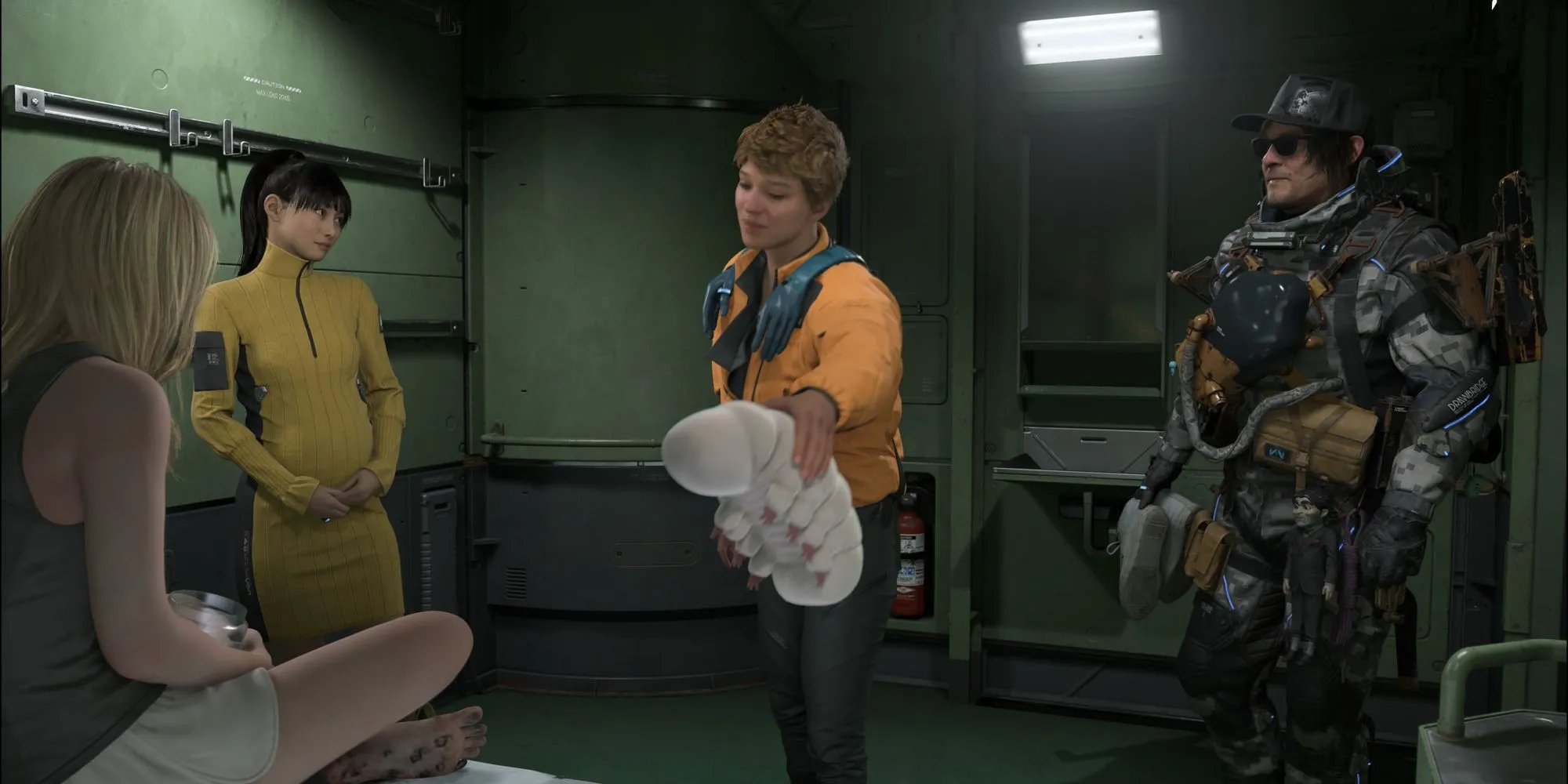 Sam Bridges và các thành viên của Drawbridge và DHV Magellan cùng nhau tiến bước trong cảnh quan rộng lớn của Death Stranding 2.
