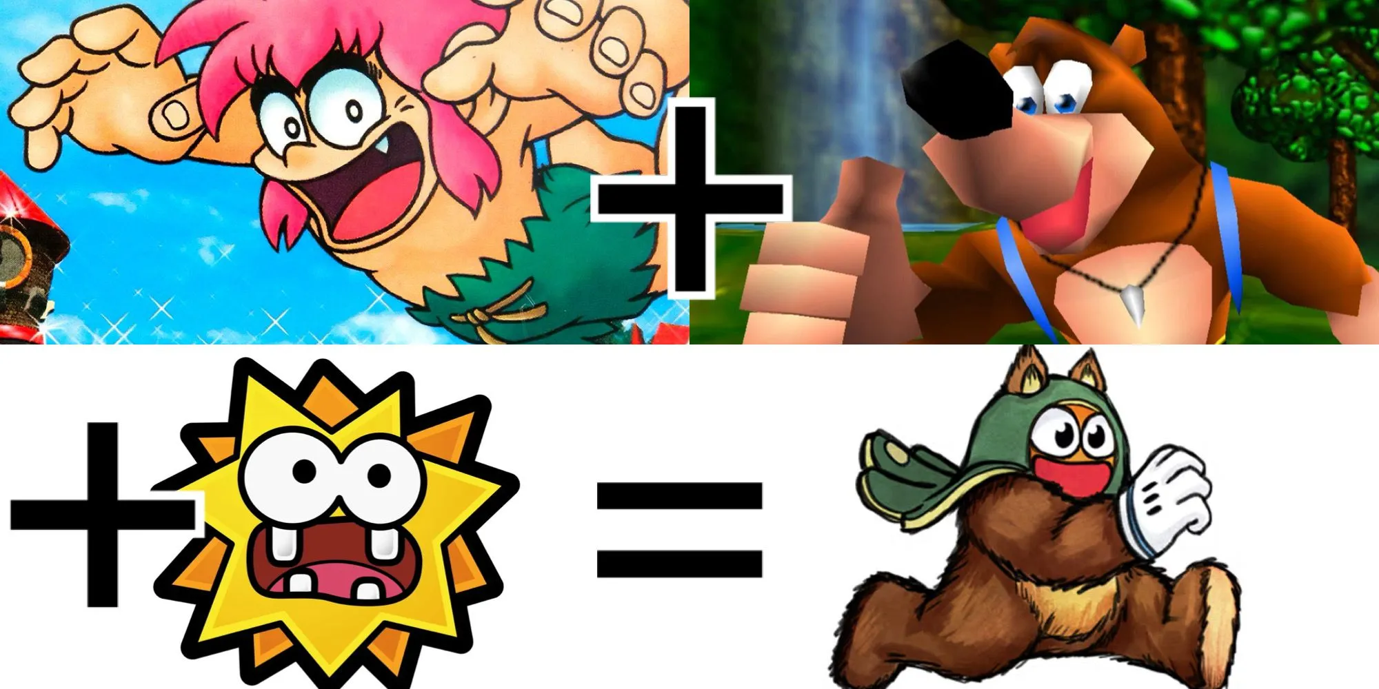So sánh ngoại hình nhân vật Ruffy với Tomba, Banjo, Fuzzy trong game