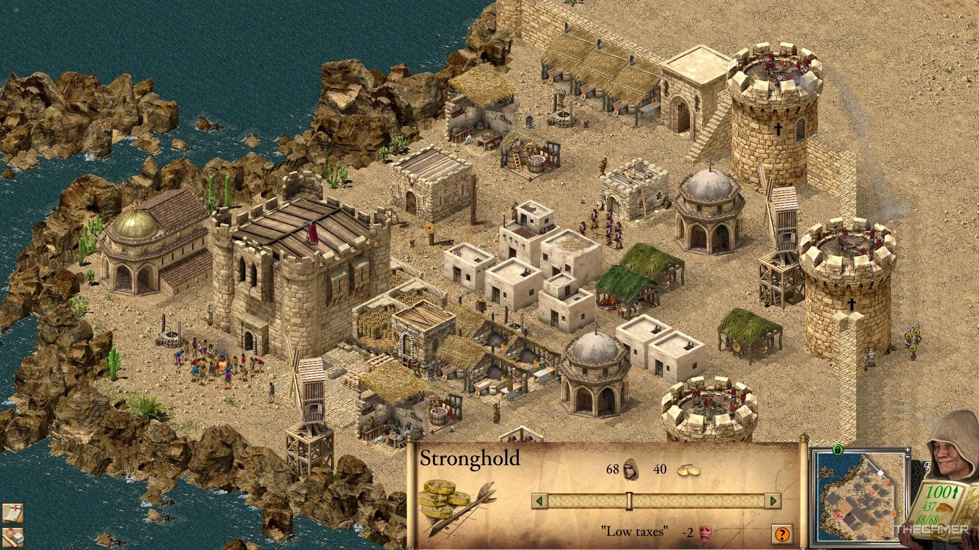 Thanh trượt thuế đang được điều chỉnh từ Tháp canh chính trong Stronghold Crusader Definitive Edition.