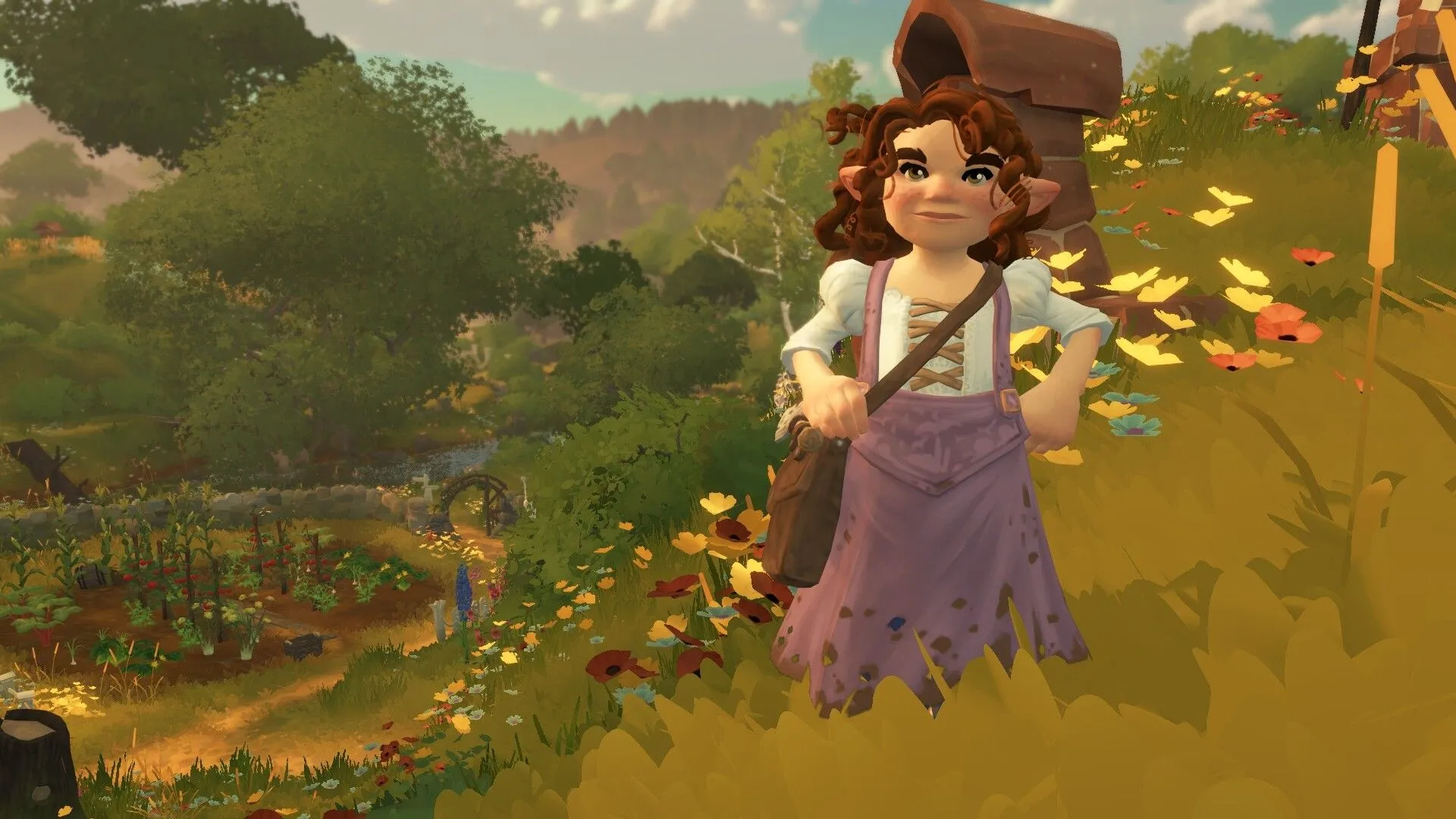 Tương tác giữa các nhân vật Hobbit tại chợ làng Bywater trong game Tales of the Shire