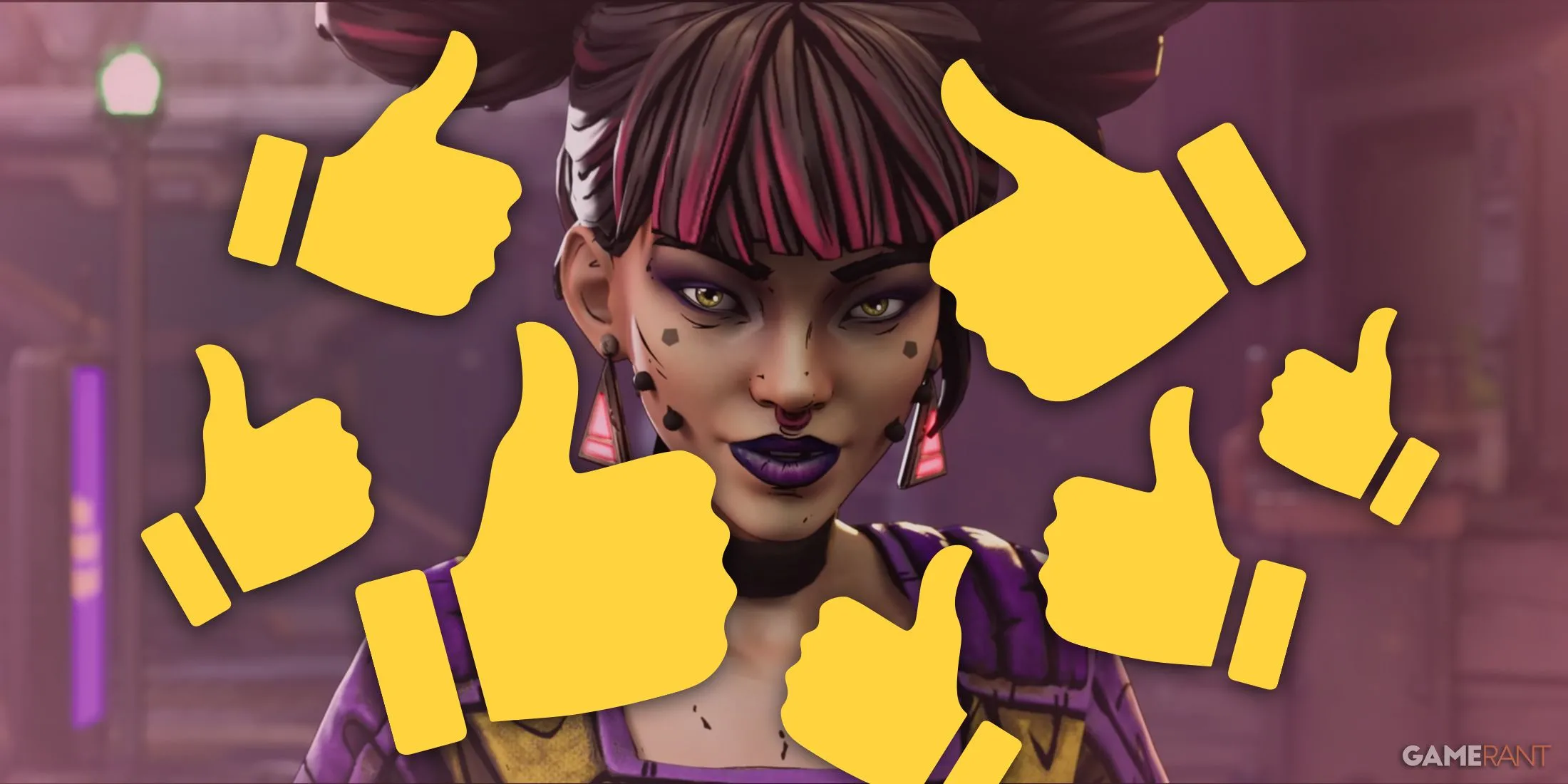 Vex the Siren tạo dáng biểu tượng thumb-up, thể hiện sự hài hước đặc trưng của Borderlands 4.